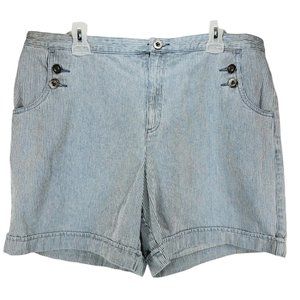 CJ Christopher Banks Pin Striped Jean Shorts Plus Size 18W Blue